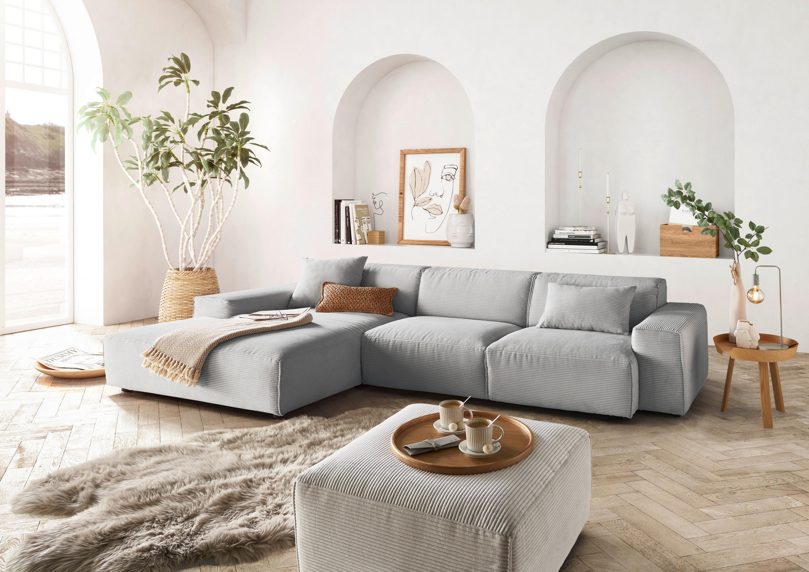 ROHOVÁ SEDACIA SÚPRAVA, textil, sivá - čierna/sivá, Design, textil/plast (189/300cm) - Livetastic