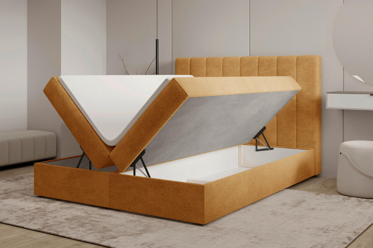 BOXBETT 160/200 cm  in Rostfarben  - Rostfarben/Schwarz, MODERN, Holz/Kunststoff (160/200cm) - MID.YOU