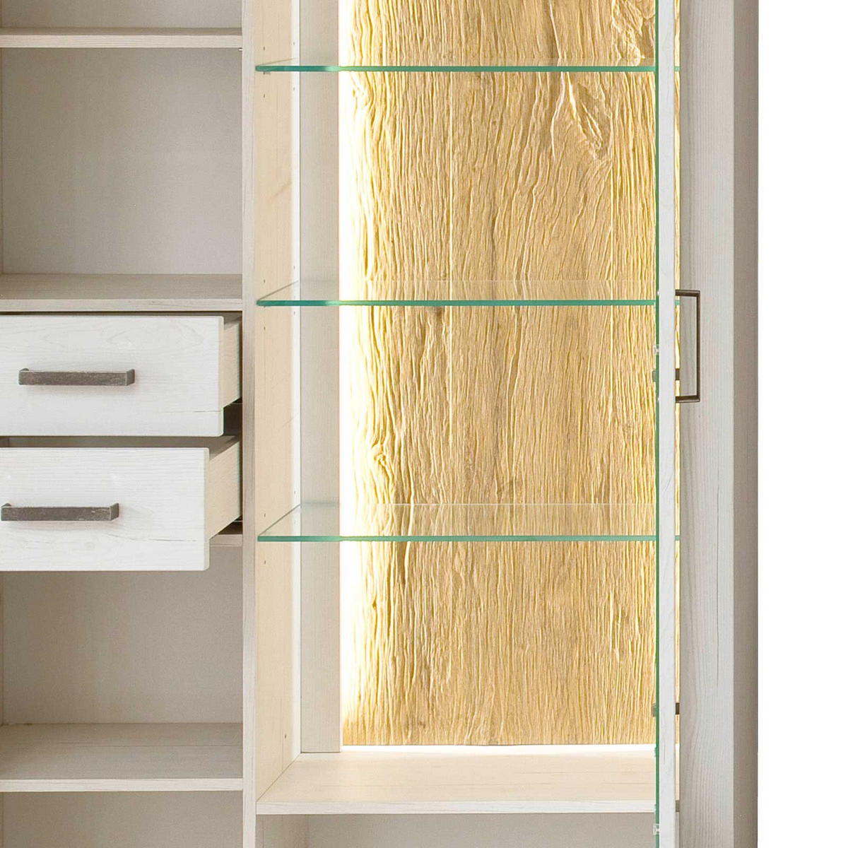 HYLLKOMBINATION  i ekfärgad, pinjefärg  297/205/50 cm  - grafitfärgad/svart, Design, metall/trämaterial (297/205/50cm) - MID.YOU
