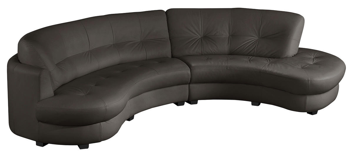 ECKSOFA Dunkelbraun Echtleder Lederlook  - Dunkelbraun/Schwarz, Design, Leder/Kunststoff (300/113cm) - Livetastic