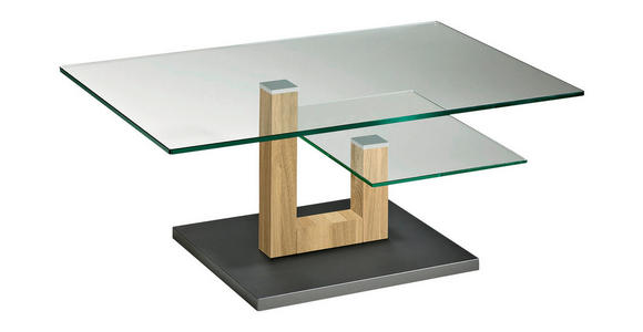 COUCHTISCH in Holz, Glas 90/60/43 cm  - Eichefarben/Anthrazit, Basics, Glas/Holz (90/60/43cm) - Novel