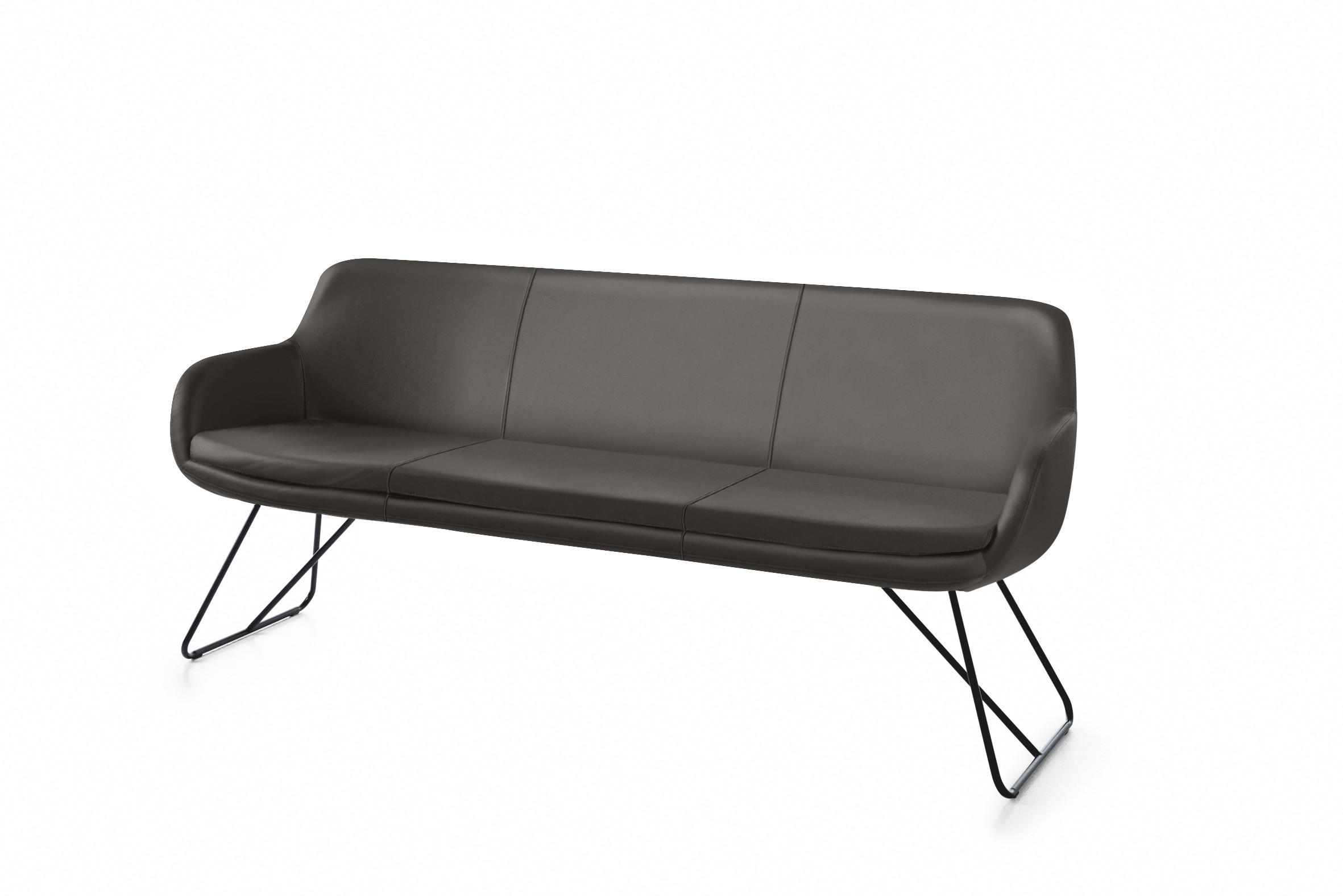SITZBANK 180/87/65 cm Echtleder Dunkelbraun Metall - Dunkelbraun/Schwarz, Design, Leder/Metall (180/87/65cm) - Musterring