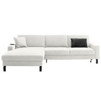 ECKSOFA in Cord Weiss  - Weiss/Schwarz, Design, Textil/Metall (185/298cm) - Pure Home Lifestyle