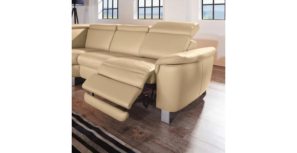 ECKSOFA in Echtleder Hellbraun  - Hellbraun/Alufarben, Design, Leder/Metall (242/271cm) - Cantus