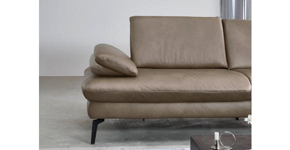 ECKSOFA in Echtleder Graubraun  - Graubraun/Schwarz, Design, Leder/Metall (157/325cm) - Dieter Knoll