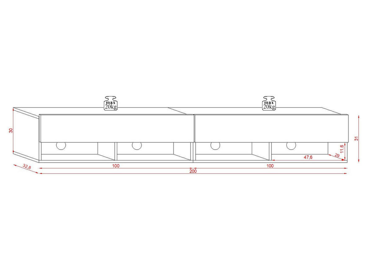 LOWBOARD  in 200/31/33 cm  - Schwarz Hochglanz/Schwarz, Design, Holzwerkstoff/Kunststoff (200/31/33cm) - MID.YOU