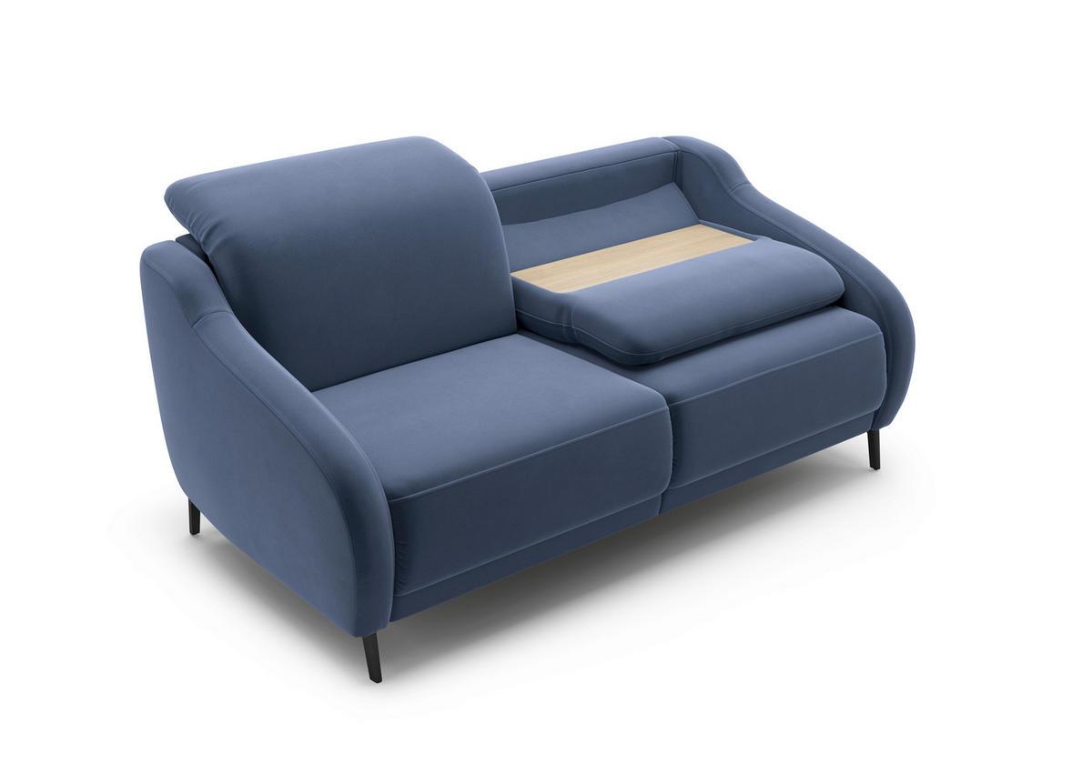 3-SITZER-SOFA Samt Blau  - Blau/Schwarz, MODERN, Textil/Metall (192/93/104cm) - Sit & More