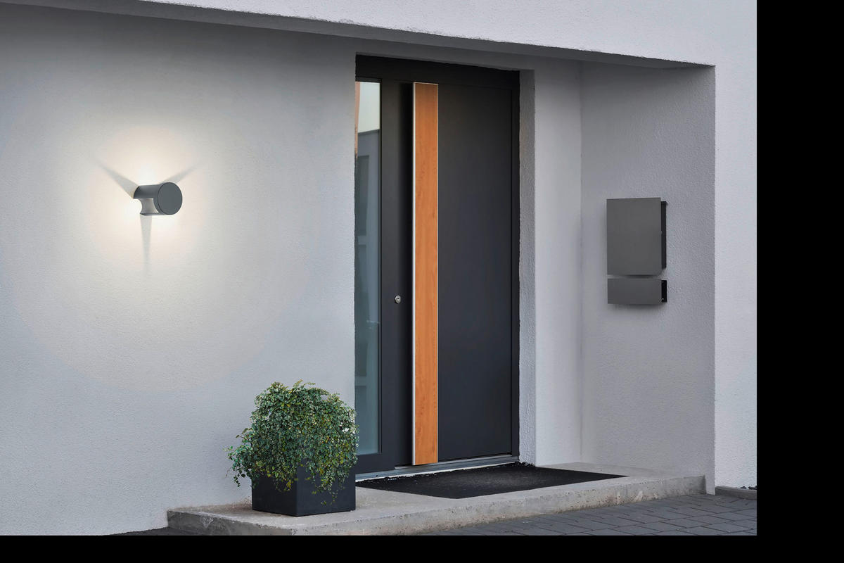 AUSSENWANDLEUCHTE Sky 12/18 cm  - Graphitfarben, Design, Metall (12/18cm) - Helestra