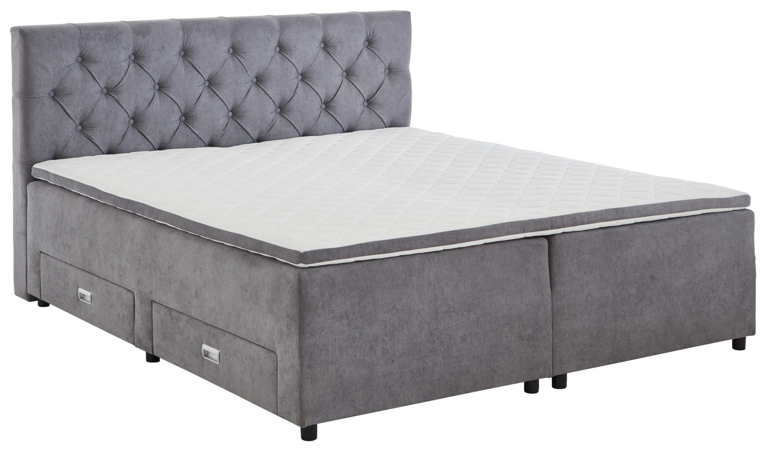 BOXBETT 160/200 cm  in Grau  - Grau, MODERN, Kunststoff/Textil (160/200cm) - MID.YOU