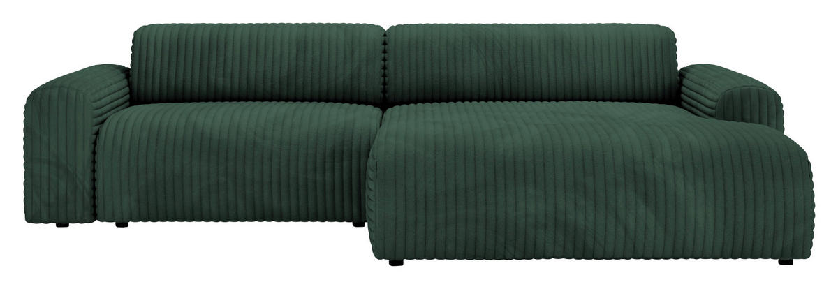 ECKSOFA in Cord Waldgrün  - Waldgrün/Schwarz, Design, Kunststoff/Textil (292/178cm) - Livetastic