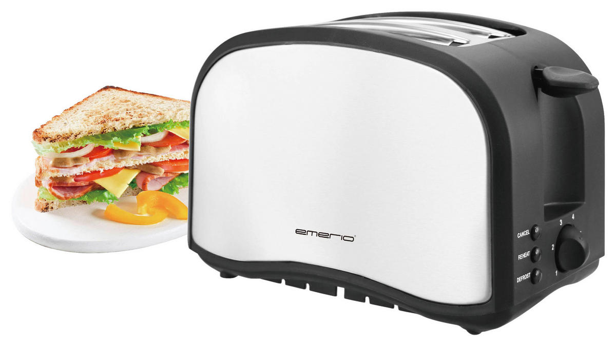 TOASTER  - Schwarz/Grau, Basics, Kunststoff/Metall (25/18/15cm) - EMERIO
