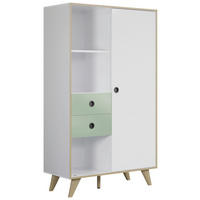 HIGHBOARD Grün, Eichefarben, Weiß Hochglanz  90/153/40 cm  - Eichefarben/Weiß Hochglanz, MODERN, Holzwerkstoff/Kunststoff (90/153/40cm) - Boxxx