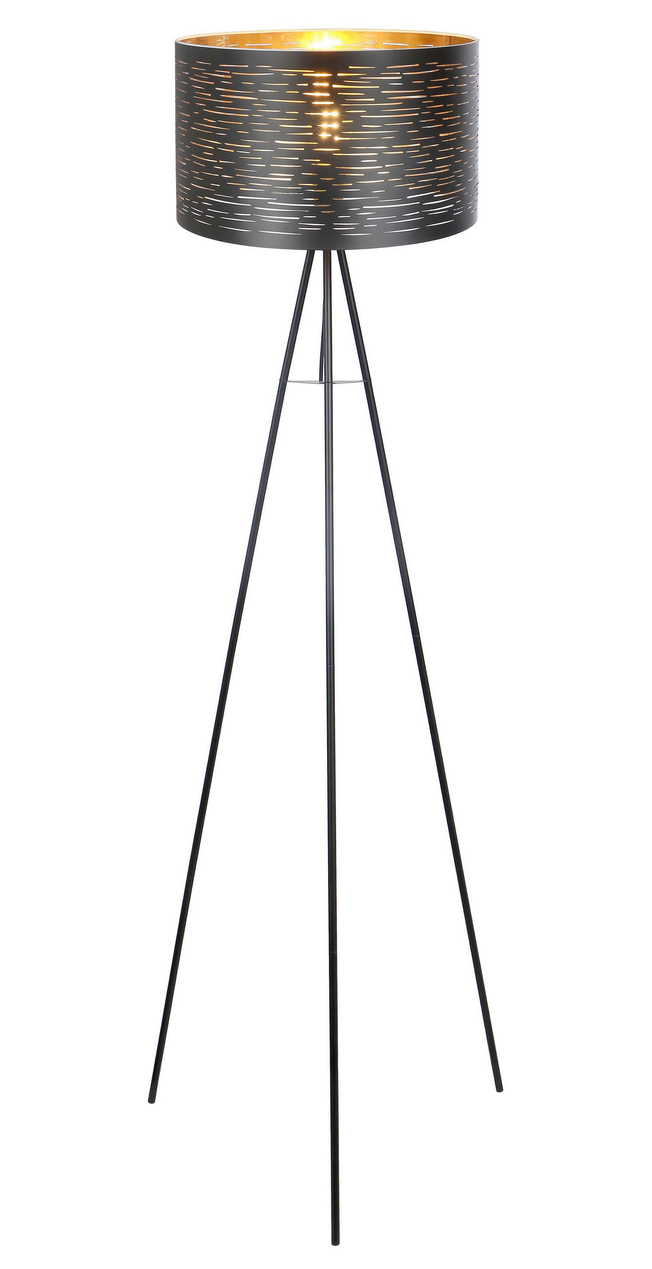 Stehlampe Tunno Schwarz/Gold, Dreibeinig