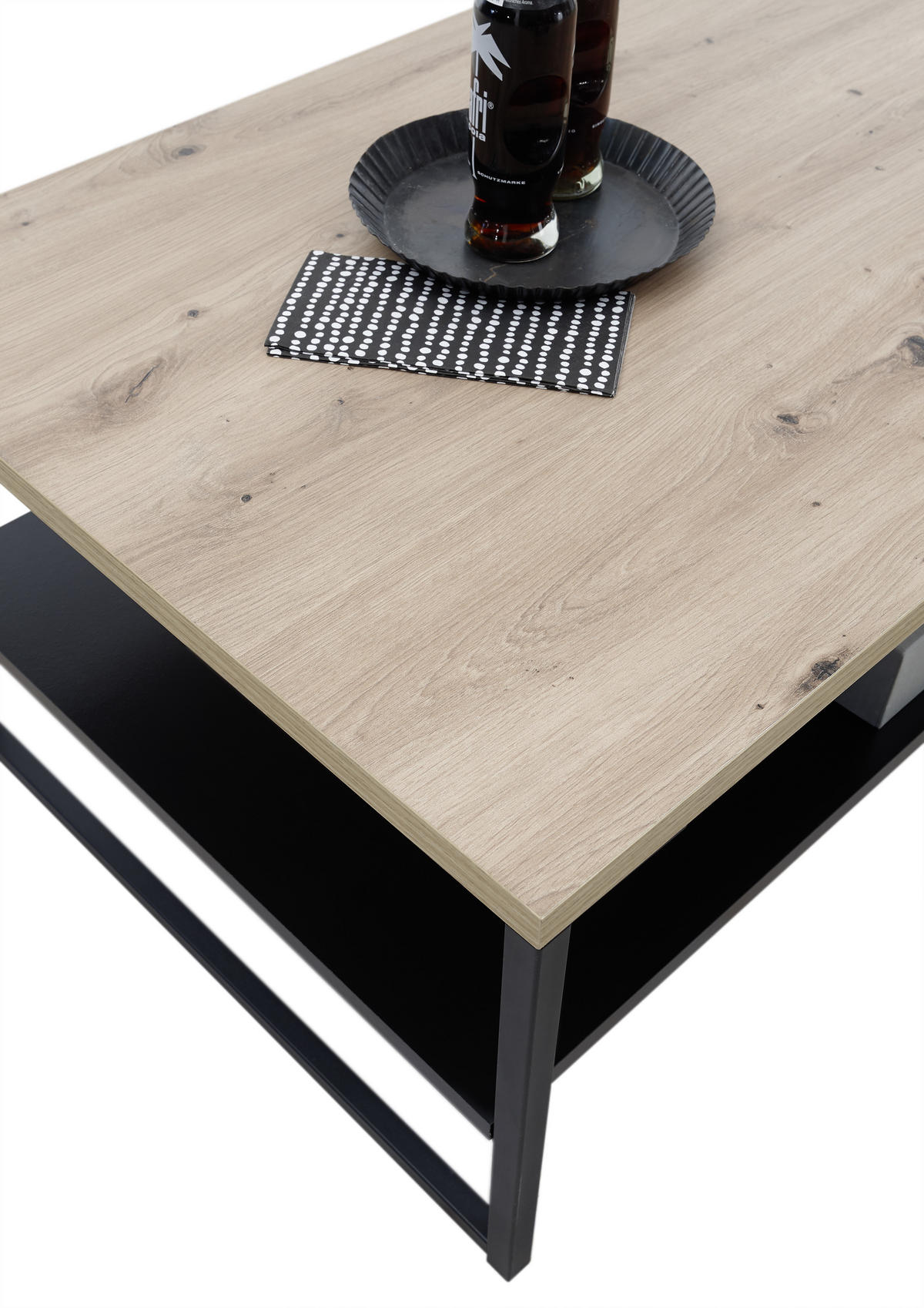 COUCHTISCH in Metall, Holzwerkstoff 120/60/40 cm  - Eichefarben/Schwarz, Modern, Holzwerkstoff/Metall (120/60/40cm) - MID.YOU