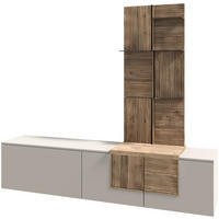 WOHNWAND  in Taupe, Wildeiche  224/198/45 cm  - Taupe/Wildeiche, Design, Glas/Holz (224/198/45cm) - Voglauer