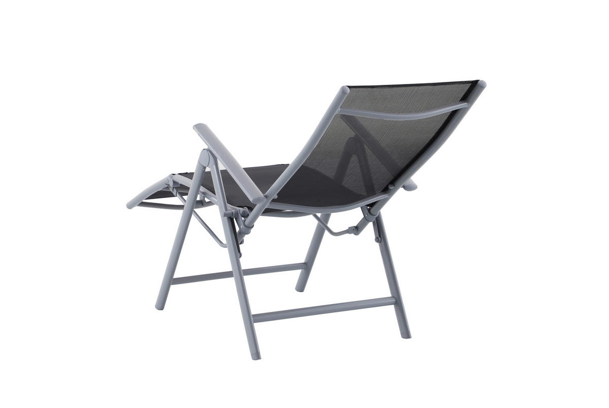 GARTENSESSEL Aluminium Grau, Schwarz  - Schwarz/Grau, MODERN, Kunststoff/Metall (56/112/81cm) - Gardenson