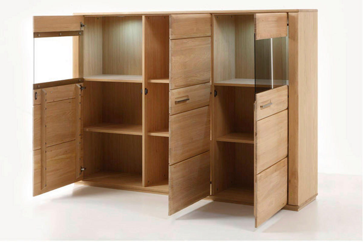 HIGHBOARD  in 179/131/38 cm  - Eichefarben, Design, Glas/Holz (179/131/38cm) - Livetastic