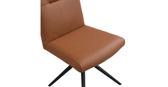 STUHL Echtleder Schwarz, Cognac  - Cognac/Schwarz, Trend, Leder/Metall (47/89/62cm) - Novel