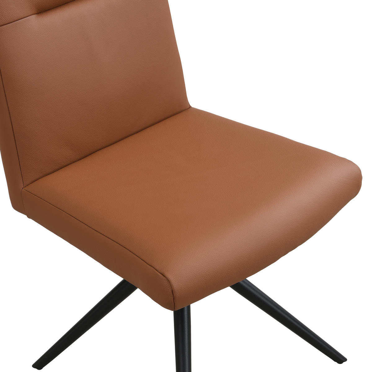 STUHL Echtleder Schwarz, Cognac  - Cognac/Schwarz, Trend, Leder/Metall (47/89/62cm) - Novel