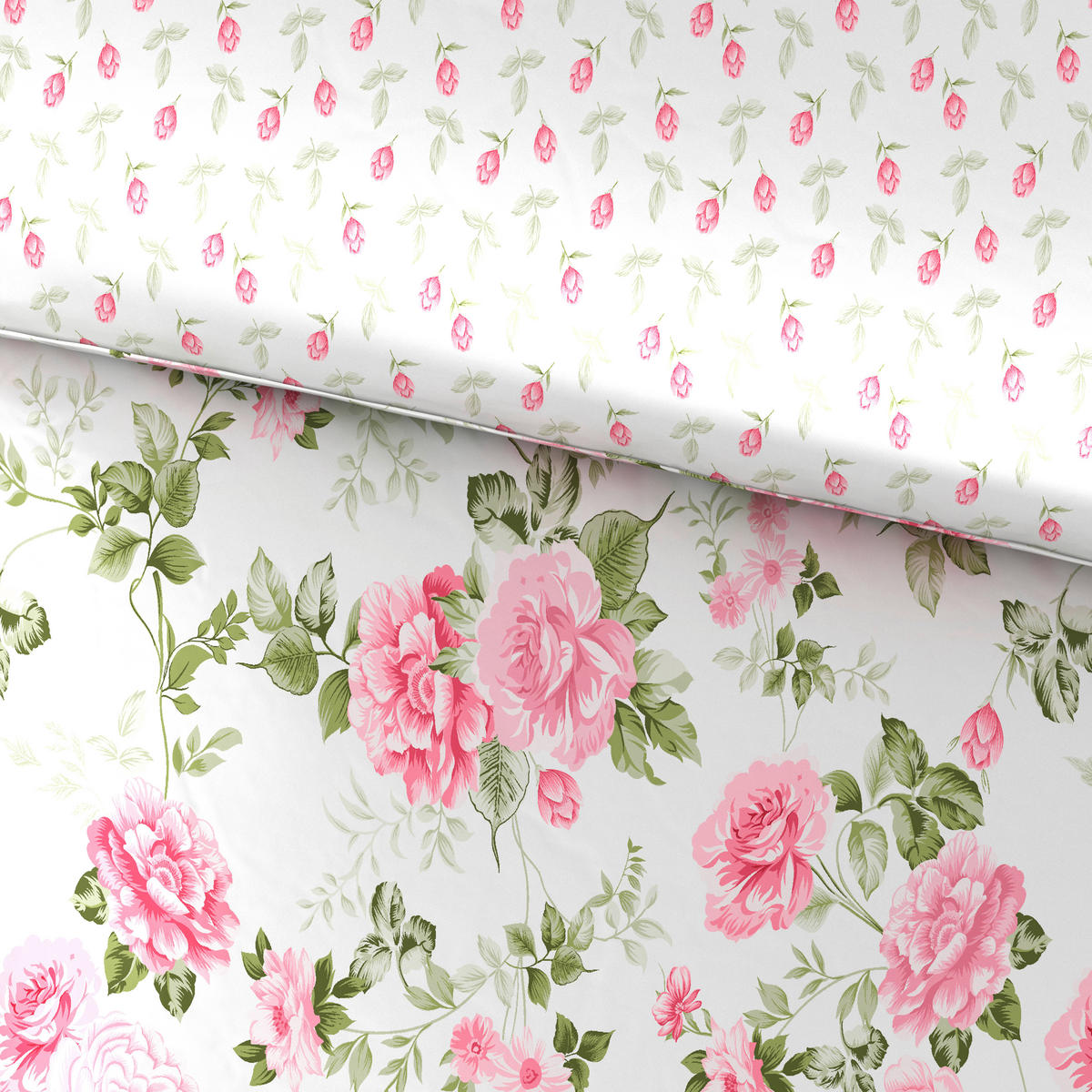 OBOJESTRANSKA POSTELJNINA ROSES 220/240 cm saten večbarvno  - večbarvno, Konvencionalno, tekstil (220/240cm) - Esposa