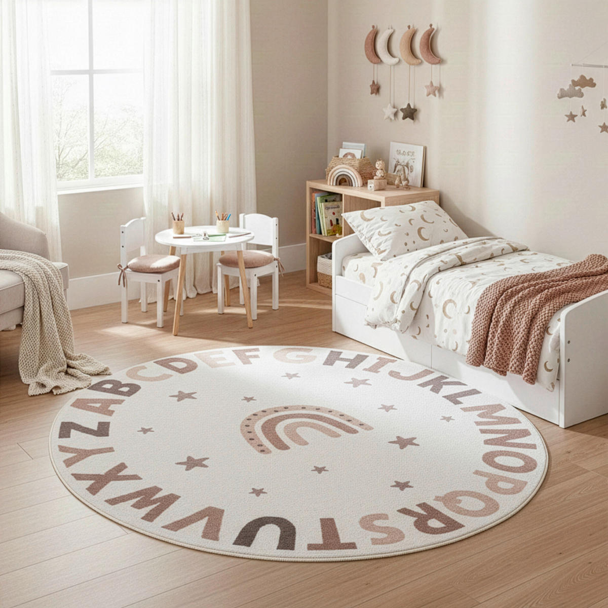 KINDERTEPPICH  Wohnzimmer 160/160 cm COCO Creme rund  - Creme, Trend, Kunststoff/Textil (160/160cm) - Ayyildiz 