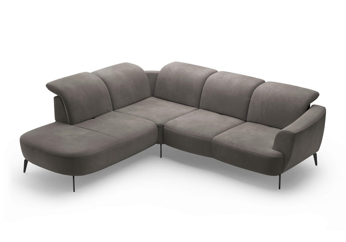 ECKSOFA in Flachgewebe Graphitfarben  267/300 cm  - Schwarz/Graphitfarben, KONVENTIONELL, Textil/Metall (267/300cm) - Sit & More
