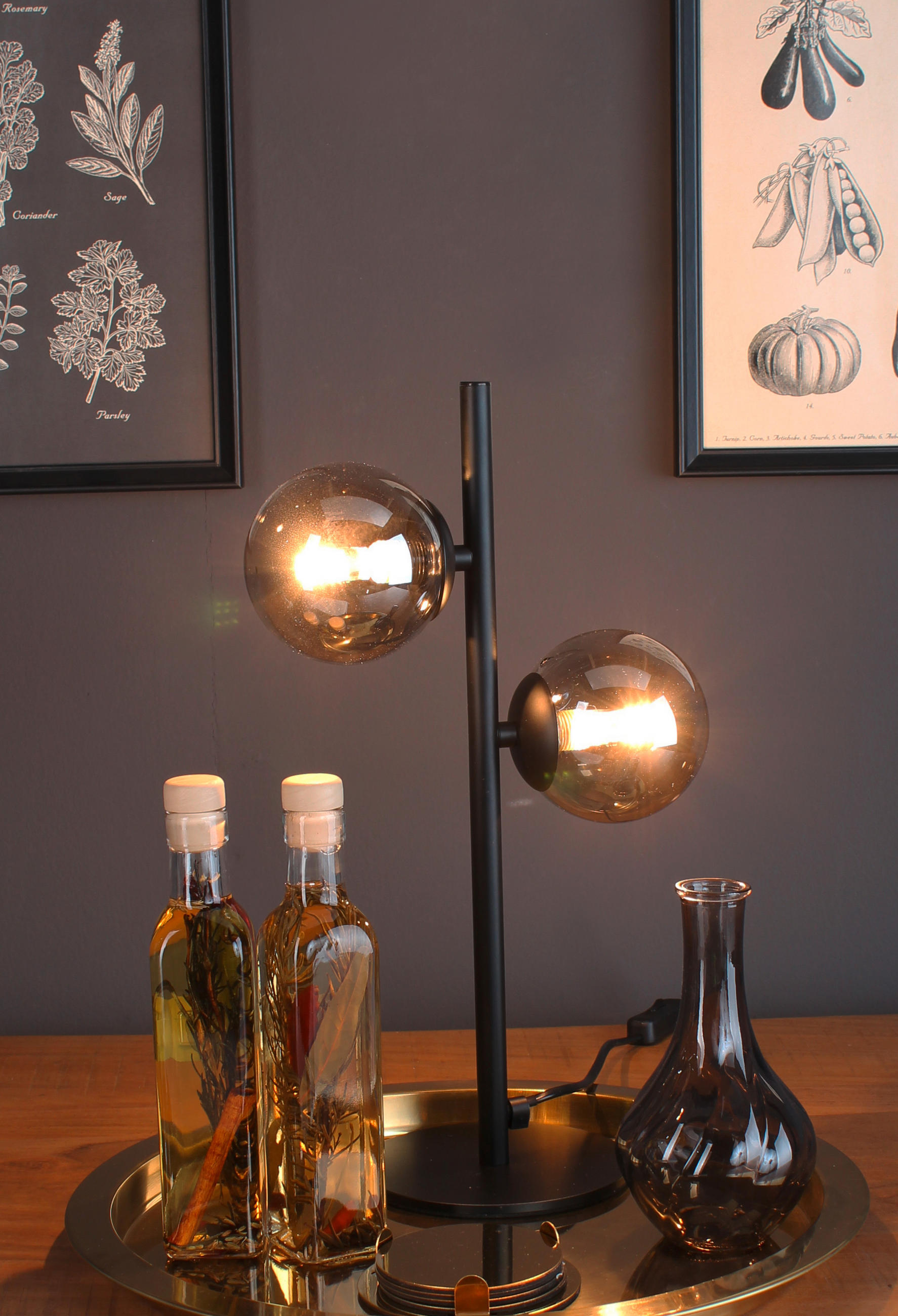 TISCHLEUCHTE Nero 14/40 cm   - Schwarz, Design, Glas/Metall (14/40cm)