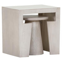 BEISTELLTISCHSET Mangoholz massiv rechteckig Weiß  - Weiß, Design, Holz (50/40/50cm) - Carryhome