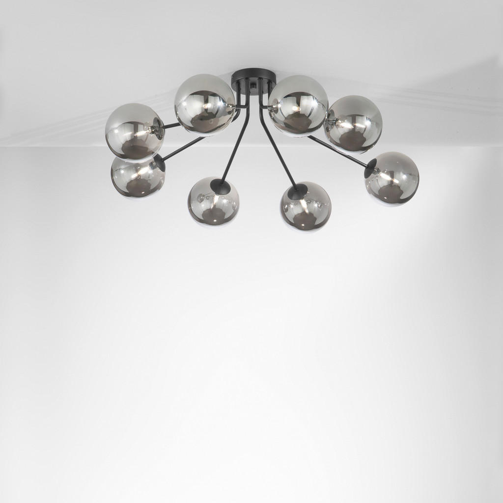 Thumbnail - Deckenleuchte Luce Ambiente e Design, Schwarz, Metall, Glas, rund,rund, 12x28x88.4-88.8 cm, Lampen & Leuchten, Innenbele...