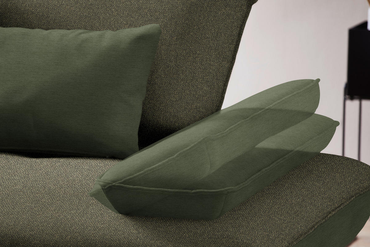 ECKSOFA in Flachgewebe Dunkelgrün  - Dunkelgrün/Schwarz, Design, Textil/Metall (310/250cm) - Moderano