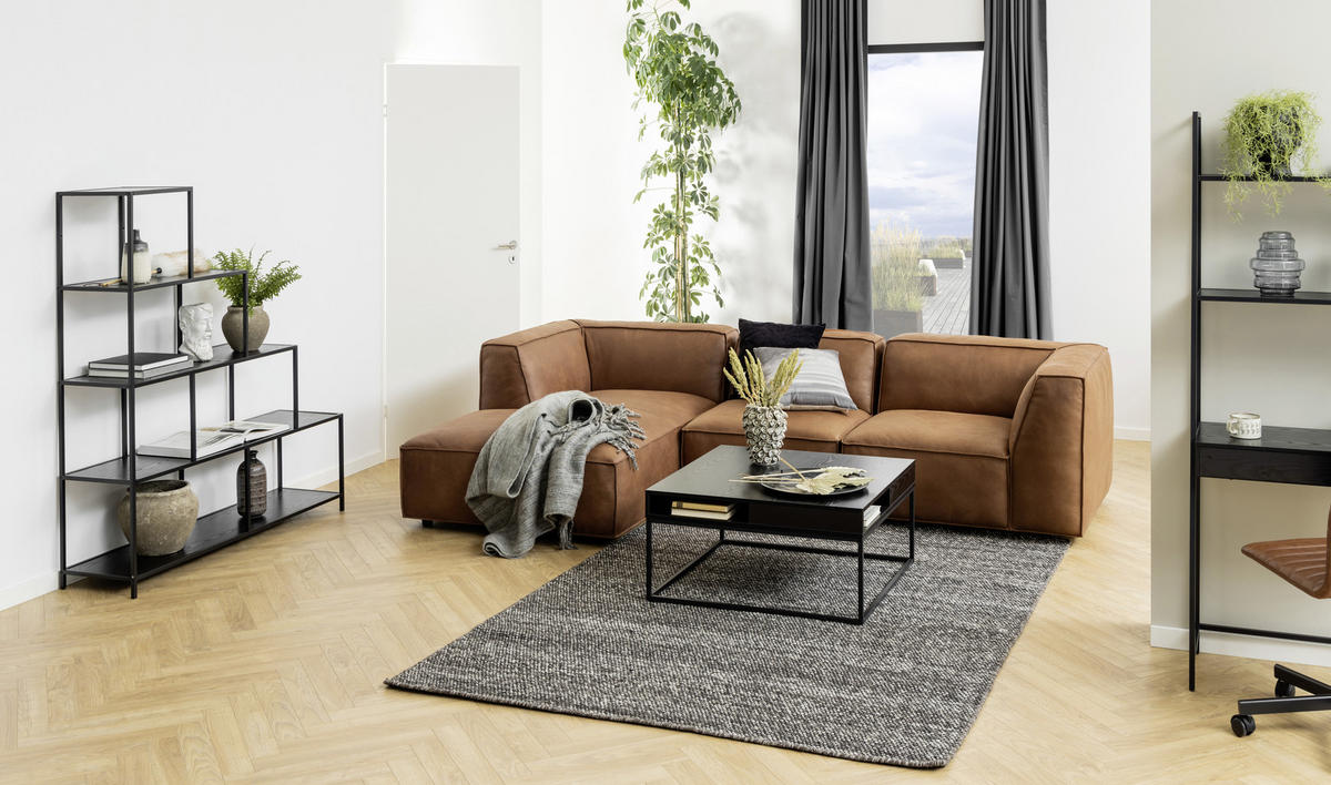 COUCHTISCH 80/80/40 cm quadratisch Schwarz, Eschefarben  - Eschefarben/Schwarz, Trend, Holzwerkstoff/Metall (80/80/40cm) - MID.YOU