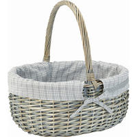 EINKAUFSKORB  - Blau/Naturfarben, LIFESTYLE, Holz/Textil (42/21/43/32cm) - Landscape