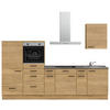 KÜCHENLEERBLOCK 300 cm   in Eichefarben, Schieferfarben  - Schieferfarben/Eichefarben, MODERN, Holzwerkstoff/Metall (300cm) - Nobilia