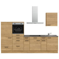 KÜCHENBLOCK 300 cm   in Eichefarben, Schieferfarben  - Schieferfarben/Eichefarben, MODERN, Holzwerkstoff/Metall (300cm) - Nobilia