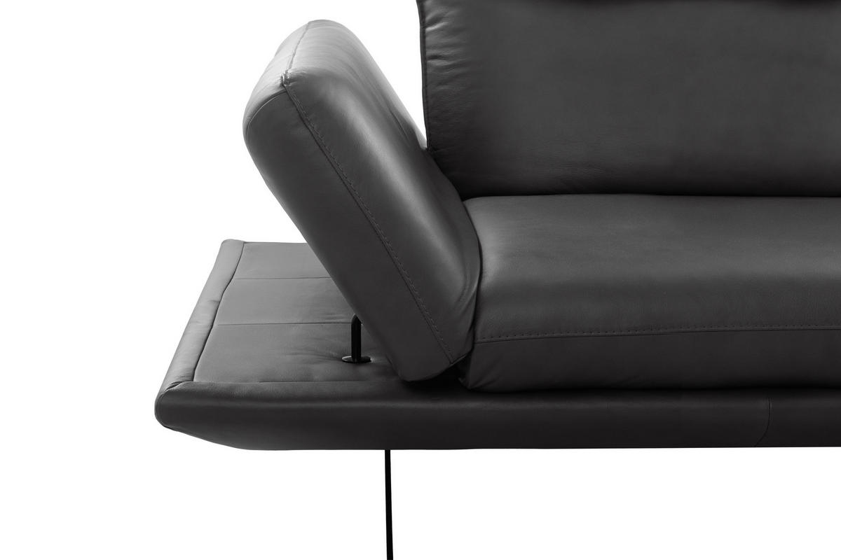 2,5-SITZER Echtleder Dunkelgrau  - Dunkelgrau/Schwarz, Design, Leder/Metall (218/95/107cm) - Celina Home