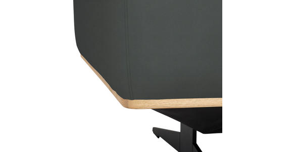 ECKSOFA in Echtleder Grau 305/163 cm - Eichefarben/Schwarz, Design, Leder/Holz (305/163cm) - Novel