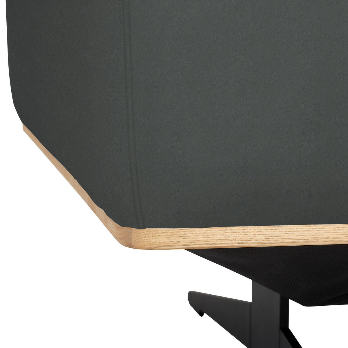 ECKSOFA in Echtleder Grau  305/163 cm  - Eichefarben/Schwarz, Design, Leder/Holz (305/163cm) - Novel