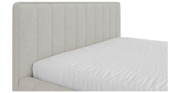 POLSTERBETT gepolstertes Kopfteil, Lattenrost, Bettkasten Beige 180/200 cm  - Beige/Schwarz, Design, Holz/Textil (180/200cm) - Carryhome