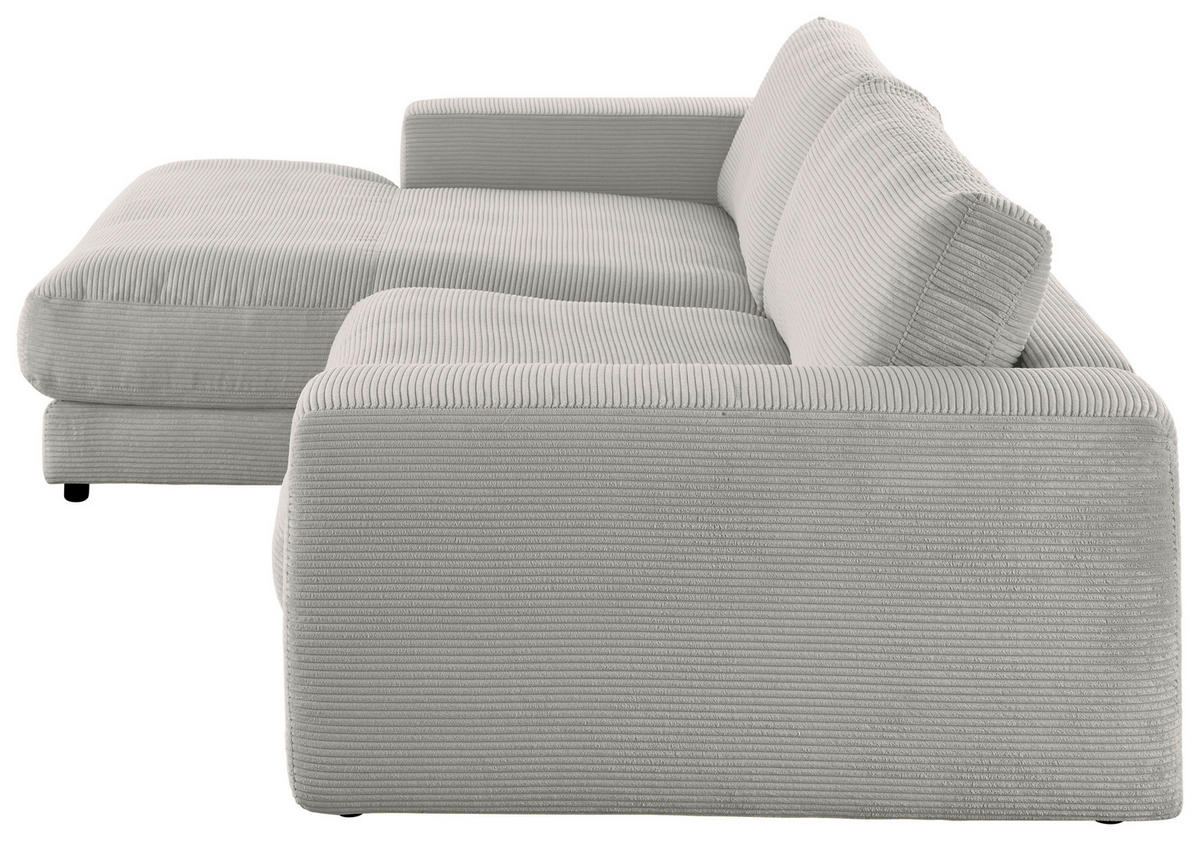 ECKSOFA in Cord Greige  190/270 cm  - Greige/Schwarz, Design, Kunststoff/Textil (190/270cm) - Lomoco
