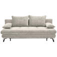 SCHLAFSOFA Italia Samt Creme Rückenkissen, Armlehnenkissen, Schlaffunktion, Rücken echt  - Creme/Schwarz, Design, Textil/Metall (205/79-96/85cm) - Novel