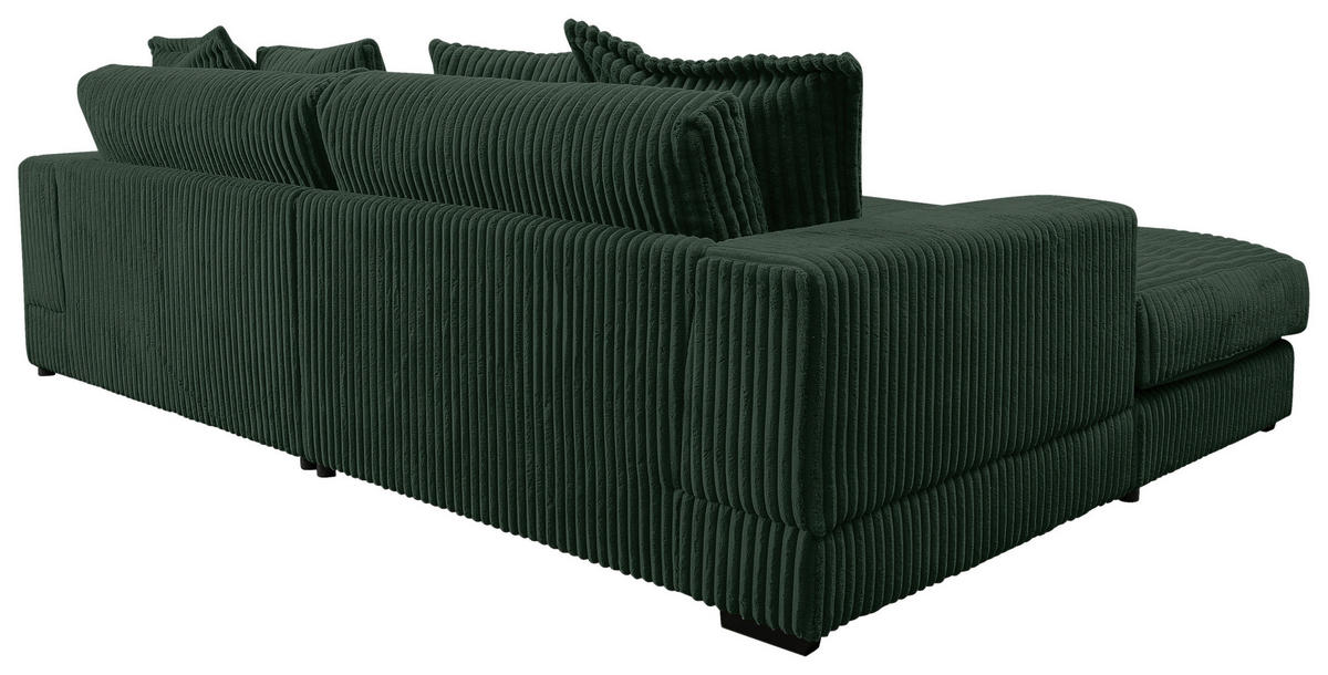ECKSOFA in Cord Dunkelgrün  195/285 cm  - Dunkelgrün/Schwarz, Design, Kunststoff/Textil (195/285cm) - MID.YOU