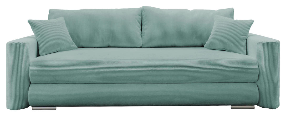 SCHLAFSOFA in Cord Hellblau  - Silberfarben/Hellblau, Design, Kunststoff/Textil (232/88/105cm) - MID.YOU