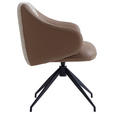 ARMLEHNSTUHL  Sitzfläche 360° drehbar, automatische Rückholfunktion Leinenoptik Echtleder  - Schwarz/Braun, Design, Leder/Textil (60/82/62cm) - Novel