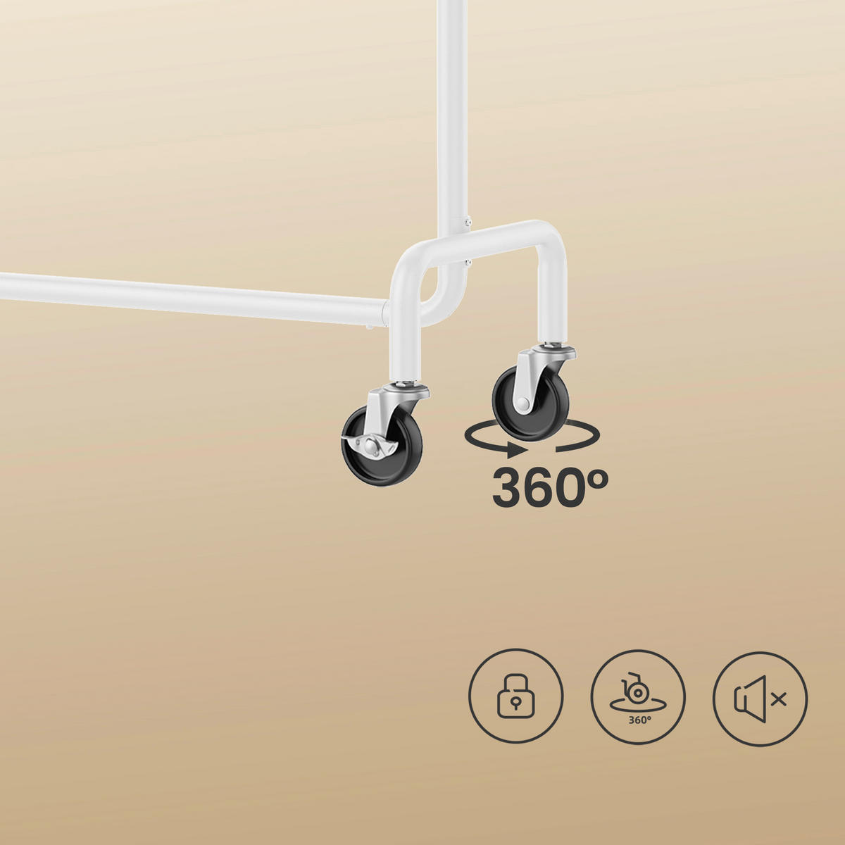 KLEIDERWAGEN in Weiß 150/160/45 cm   - Weiß, Trend, Kunststoff/Metall (150/160/45cm) - Boxxx