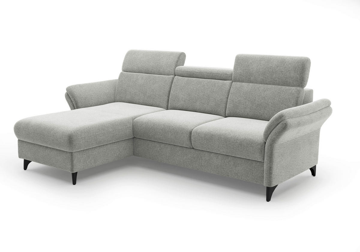 ECKSOFA GLENDALE E Hellgrau Flachgewebe  - Hellgrau/Schwarz, KONVENTIONELL, Textil/Metall (166/253cm) - Sit & More