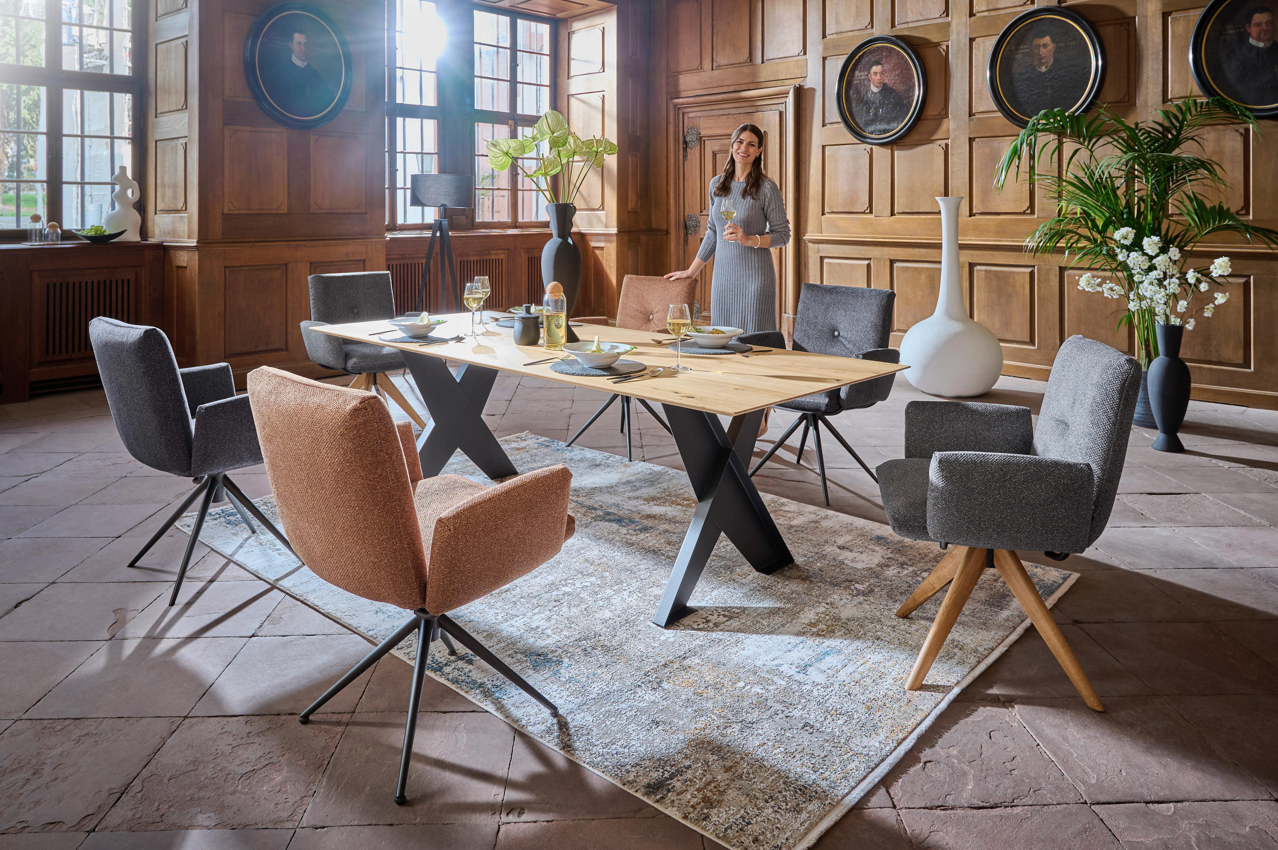 ARMLEHNSTUHL  in Webstoff  - Dunkelgrau/Anthrazit, Design, Textil/Metall (70/89/68cm) - Dieter Knoll