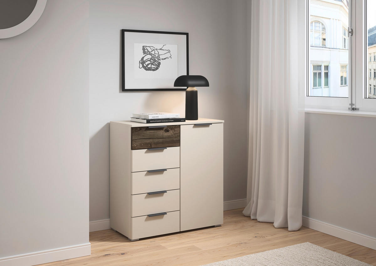 KOMÓD 80/84/40 cm  - Pezsgő/sötét tölgy, Trend, faalapú anyag (80/84/40cm) - Carryhome