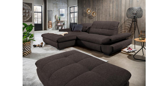 ECKSOFA in Mikrofaser Braun 198/290 cm - Schwarz/Braun, Design, Textil/Metall (198/290cm) - Xora