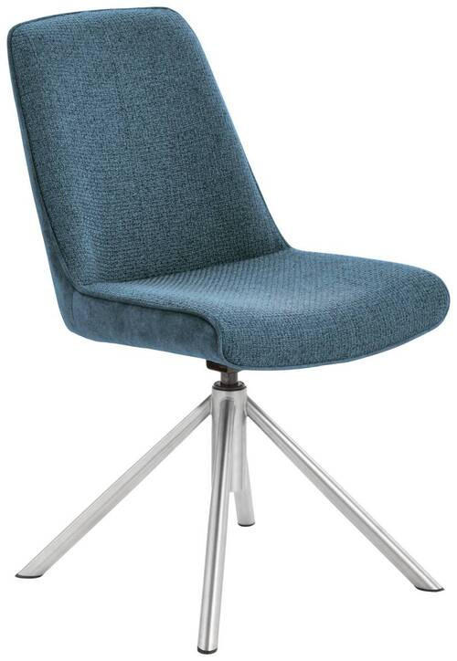 STUHL drehbar  in Edelstahl Flachgewebe Metall, Textil  - Edelstahlfarben/Petrol, Design, Textil/Metall (49/88/64cm) - Novel