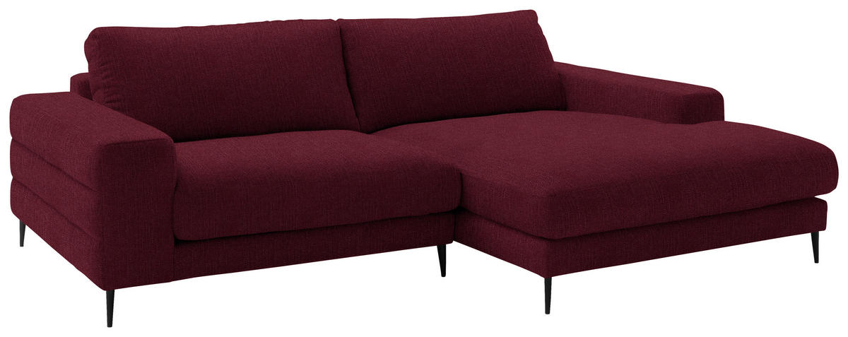 ECKSOFA in Flachgewebe Rot  253/177 cm  - Rot/Schwarz, Design, Textil/Metall (253/177cm) - Dieter Knoll